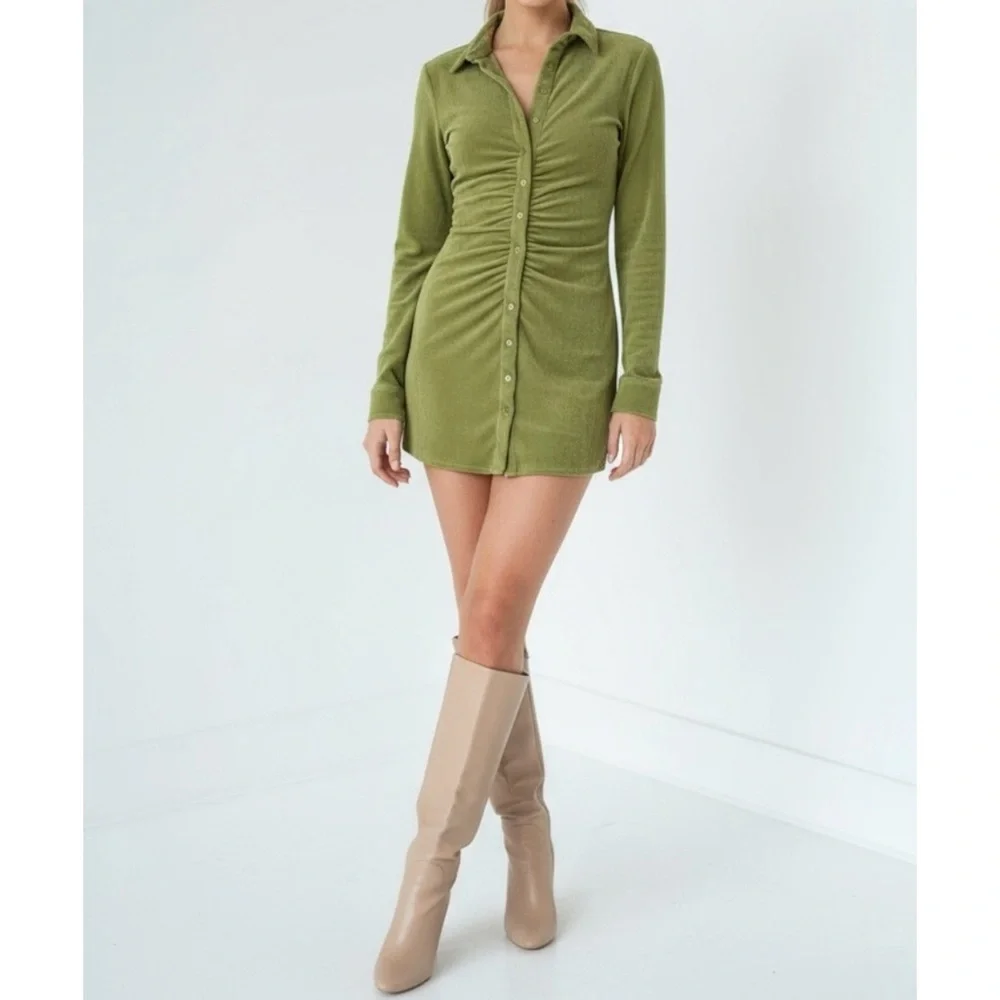 WITH JÉAN Andy Dress, Forest Green, XS